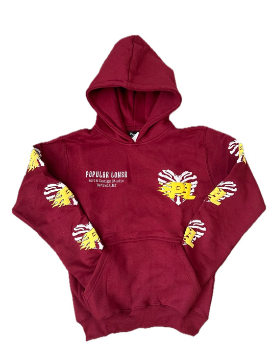 POPULAR LONER MAROON HOODIE